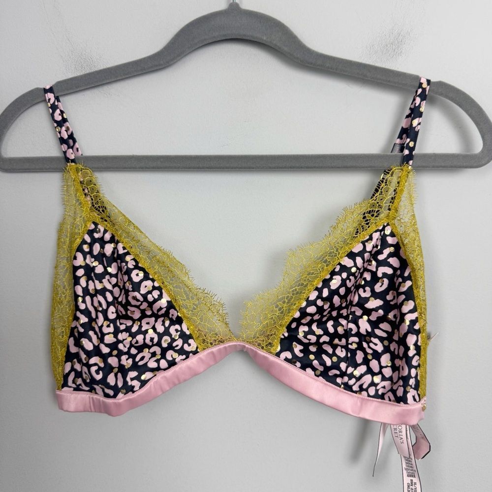 VICTORIA’S SECRET | NEW Leopard Print Lace Trim Bralette Women’s Size X-Large
